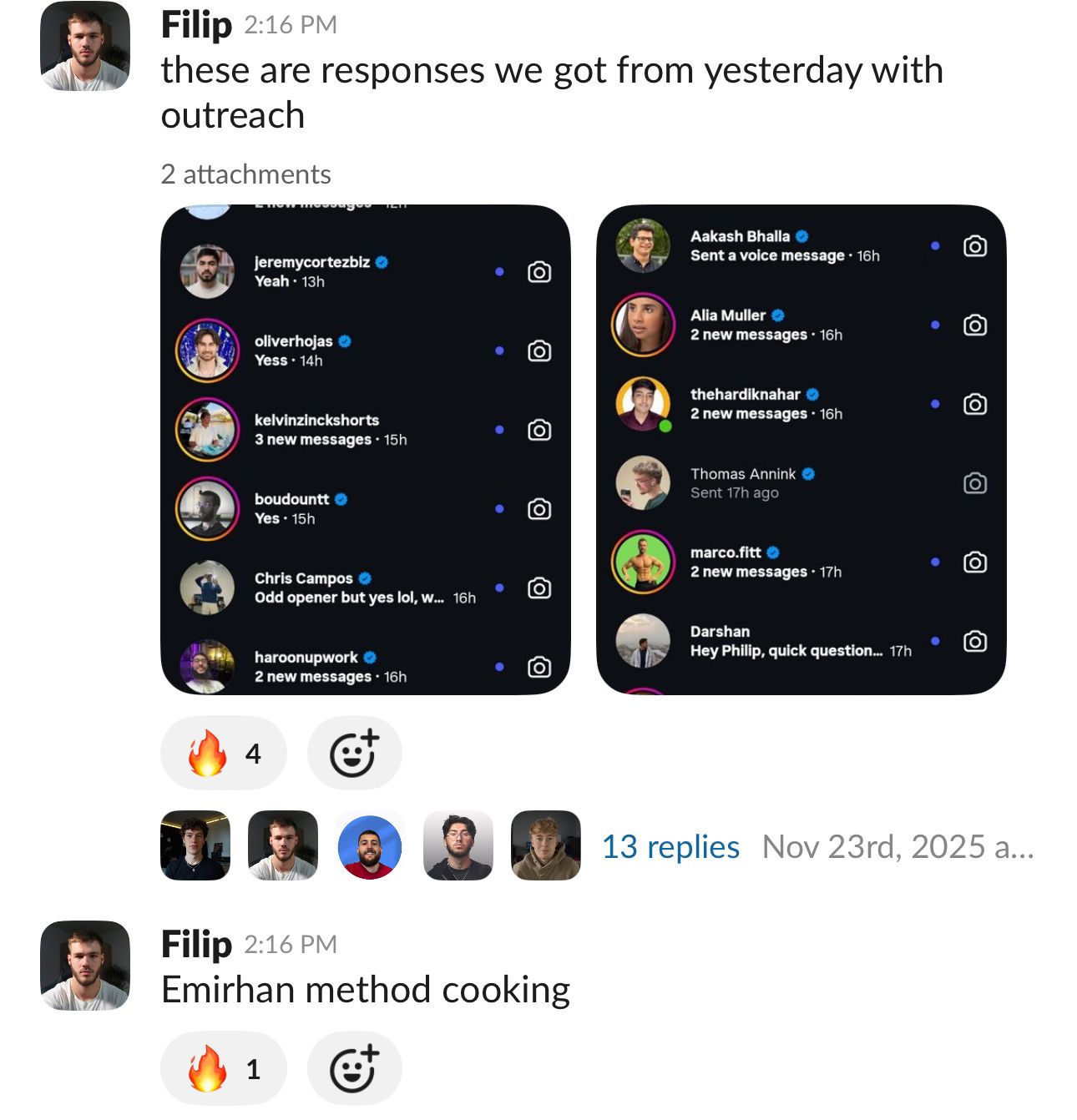 Filip - Outreach responses and Emirhan method cooking