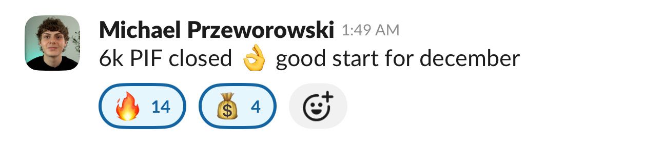 Michael Przeworowski - $6k PIF closed, good start for December
