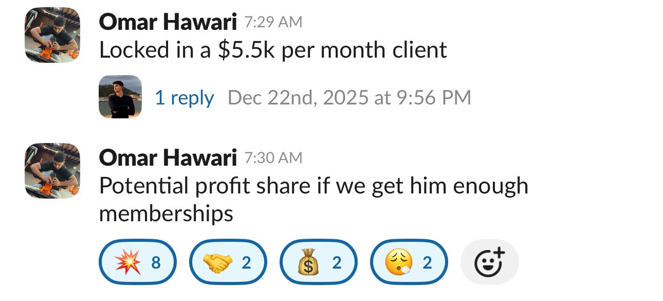 Omar Hawari - Locked in $5.5k per month client with profit share