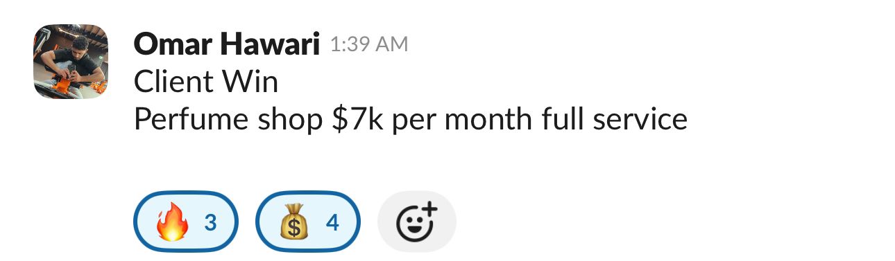 Omar Hawari - Client Win: Perfume shop $7k per month full service