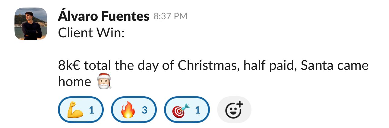 Alvaro Fuentes - Client Win: 8k EUR total on Christmas